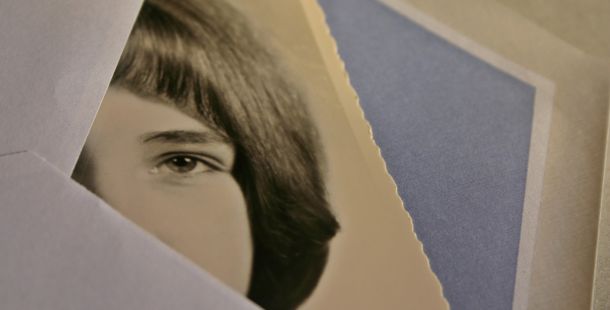 lettera, vecchia foto, donna