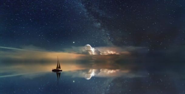 benevolenza cosmica barca oceano via lattea