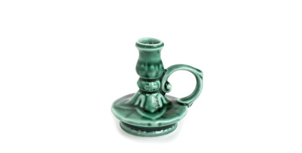 Portacandele in ceramica verde smeraldo