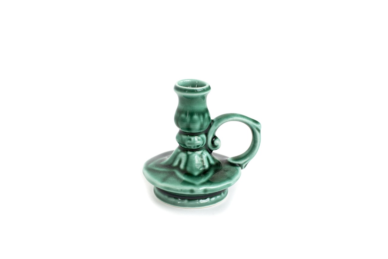 Portacandele in ceramica verde smeraldo