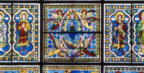 Duccio vetrata Siena particolare