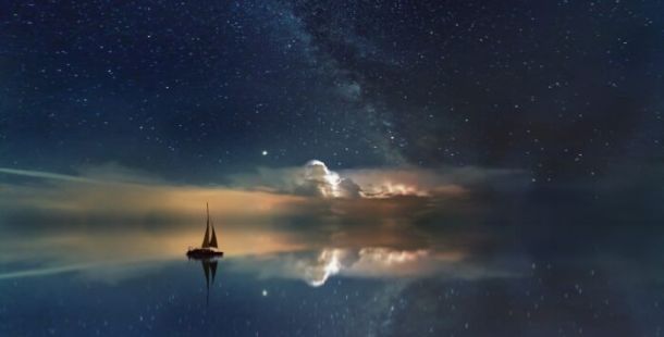 benevolenza cosmica barca oceano via lattea