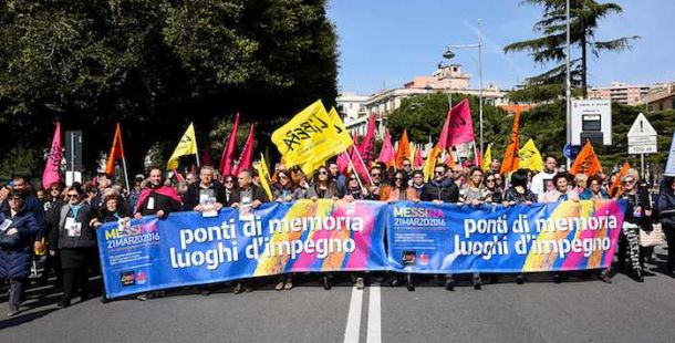 Il corteo di Messina. Fonte: Sito di Libera